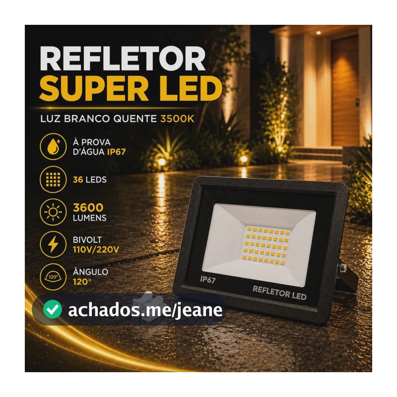 Kit 4 Refletores LED 200W UC68 Branco Quente 3500K IP67 Alumínio Externo