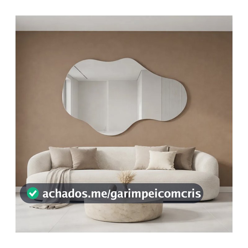 Espelho Orgânico Lopazzi 90x60cm Banheiro Lavabo Grande Design Moderno Luxo Decorativo Sala Quarto Vidro Cristal Lapidado Premium Com Suporte De Fixação E Fita Dupla Face Estilo Pinterest Original