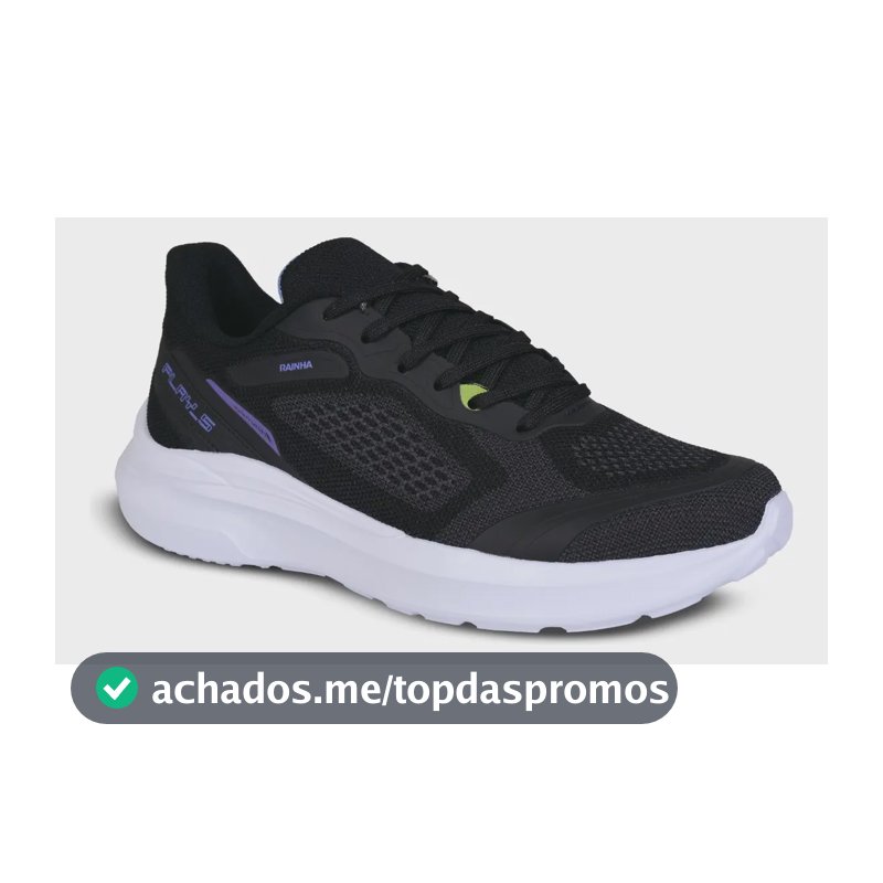 Tênis Masculino E Feminino Play V Rainha Preto/roxo Liso 38 Br