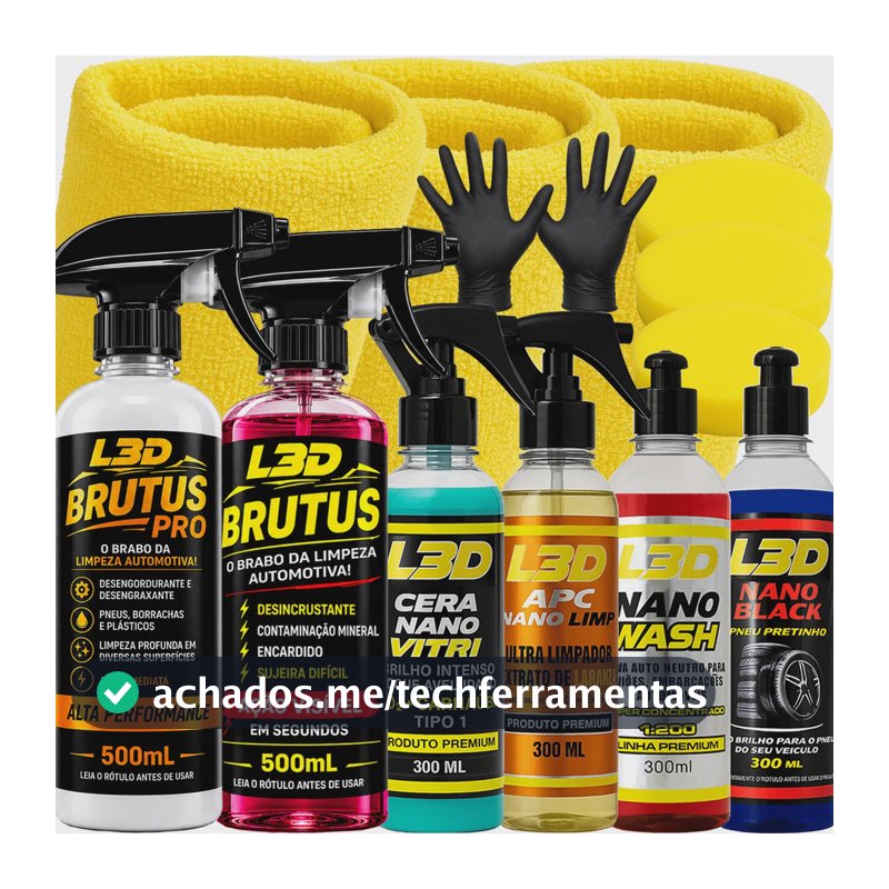 Kit Limpeza Automotiva Cera Carnaúba Removedor Chuva Acida