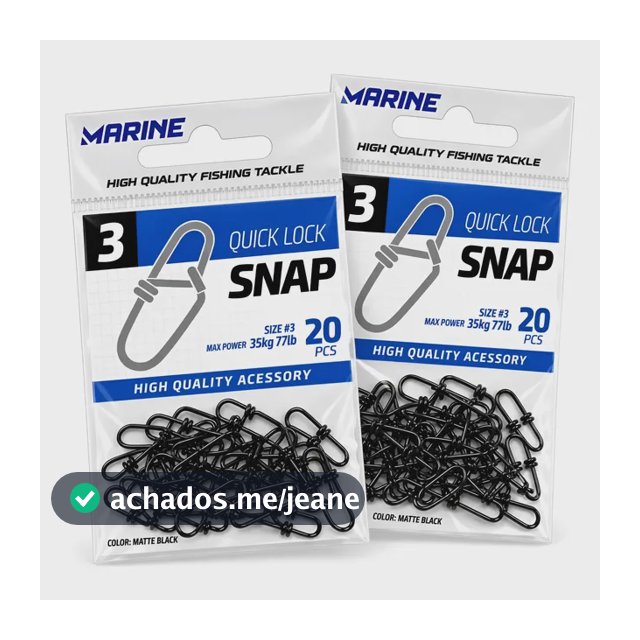 40pçs Snap Pesca Marine Sports N°3 Engate Rapido Reforçado
