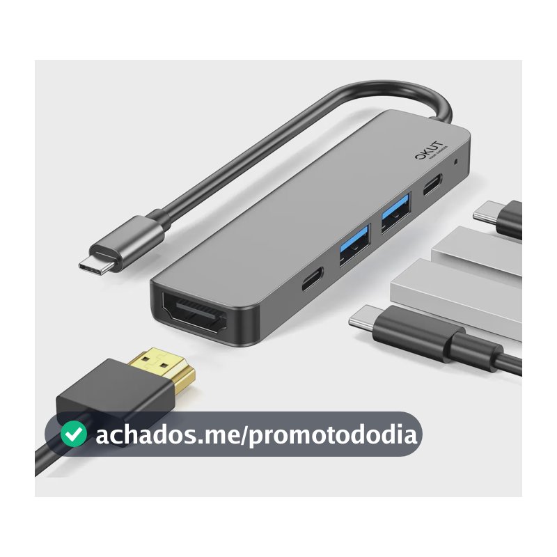 Okut Hub Usb-c Tipo C Dock Thunderbolt Hdmi 4k Usb 3.0 Cinza