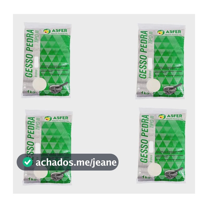 Kit 04  Gesso Pedra Branco Tipo 3 Para Odonto, Artesanato