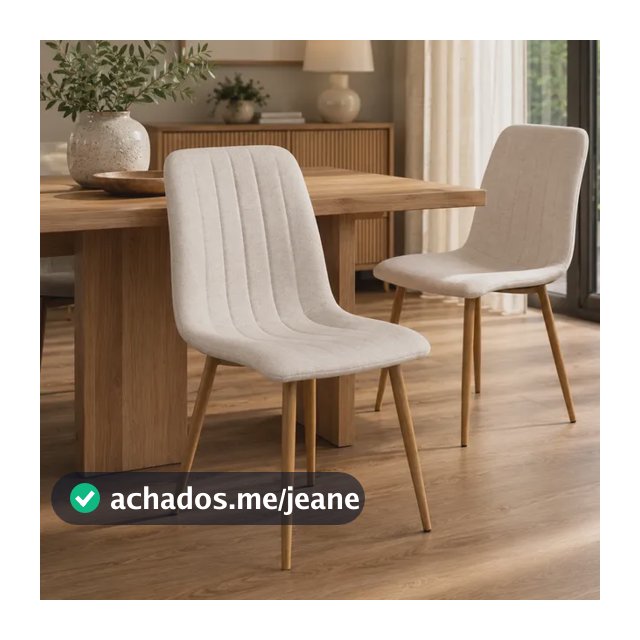 Kit 2 Cadeiras De Mesa Jantar Cozinha Estofada Kendra Linho Kendra Madeira Creme