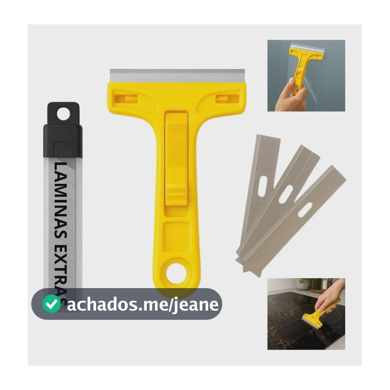 Raspador Limpa Box Com Lâminas Extras Para Piso E Vidro