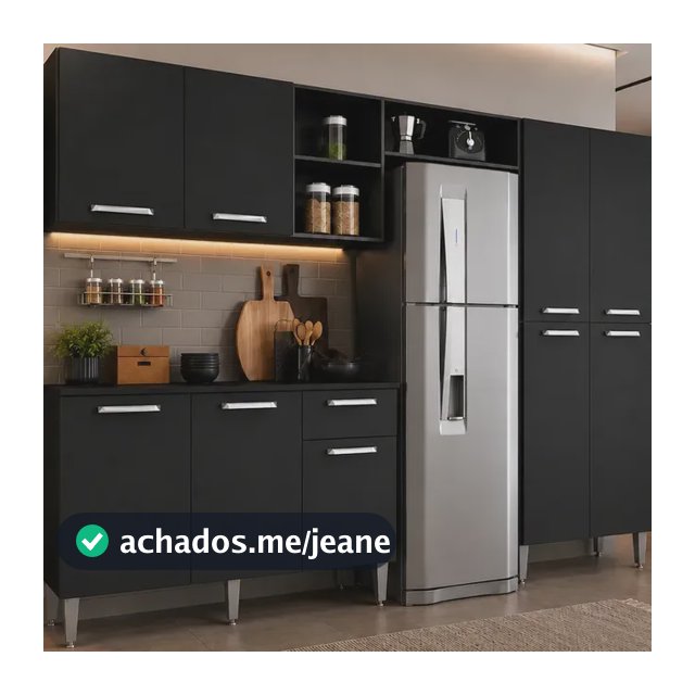 Armário de Cozinha Compacta Pequim UP Multimóveis com Balcão - Preto