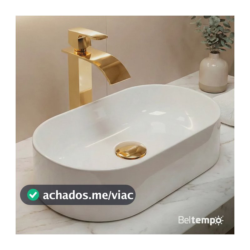 Cuba Pia de Apoio Sobrepor Oval 43x25 Branca Banheiro Lavabo Beltempo BT-2030