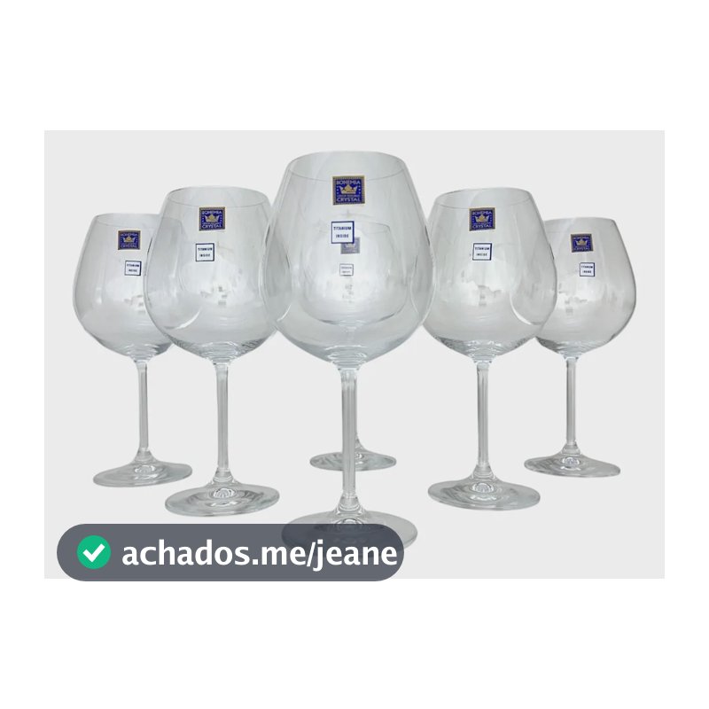 Jogo 06 Unidades De Taças Vinho Tinto 650ml Cristal Bohemia Cristal