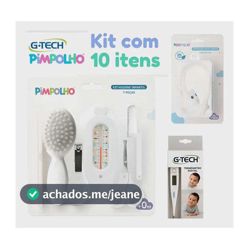 Kit Higiene Para Bebe 10 Pçs Termômetro + Aspirador Nasal Branco