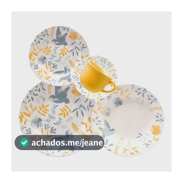 Jogo De Jantar E Chá 20 Peças Biona Donna Cerâmica Amarelo Florido Multicor