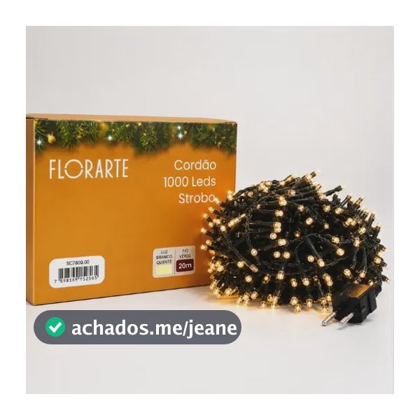 Pisca Strobo 1000 Leds Natal Fio Verde 20m Branco Quente Branco Quente Não Especificado