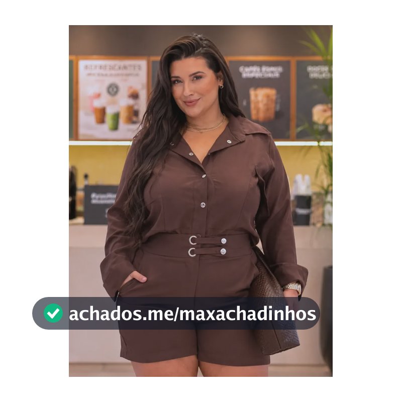 Conjunto Alfaiataria Plus Size Camisa Longa Short Fivela Gg  Marrom Gg, G1 E G2 G1