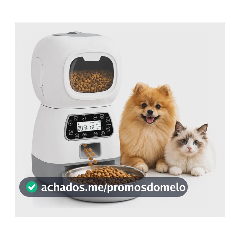 Alimentador Comedouro Automático Cães Gatos Pet Programável Cor Branco