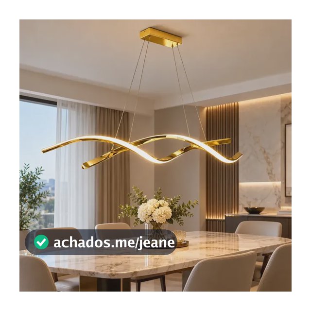 Luminária Pendente LED, Lustre Pendente Espiral DNA Dourado Moderno 24W, 3 Cores de Luz, Altura Ajustável, para Sala de Jantar, Cozinha, Ilha, Bancada, Mesa de Jantar e Quarto, Tieesa