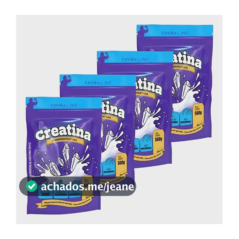Kit 4x Creatina Monohidratada 500g - Canibal Sem Sabor