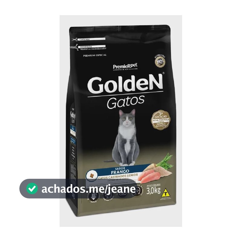 Ração Golden Para Gatos Sênior Castrados Sabor Frango 3 Kg