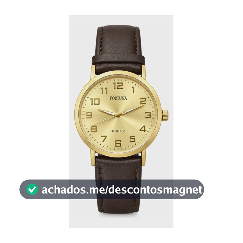 Relógio De Pulso Masculino Minimalista Old Money Fortuna Marrom Cx Dourada