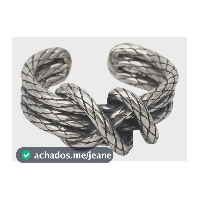 Anel Corda Regulável Prateado Masculino Feminino Anatômico N/a