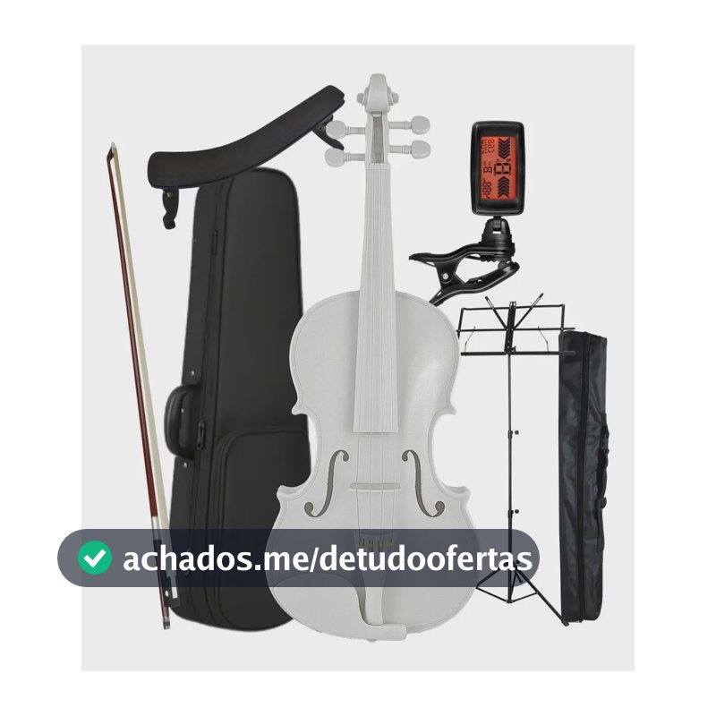 Kit Violino 4/4 Bravo Vs44 Estudante Iniciante Completo Com Estojo Estante Afinador Arco Breu Cor White - Branco