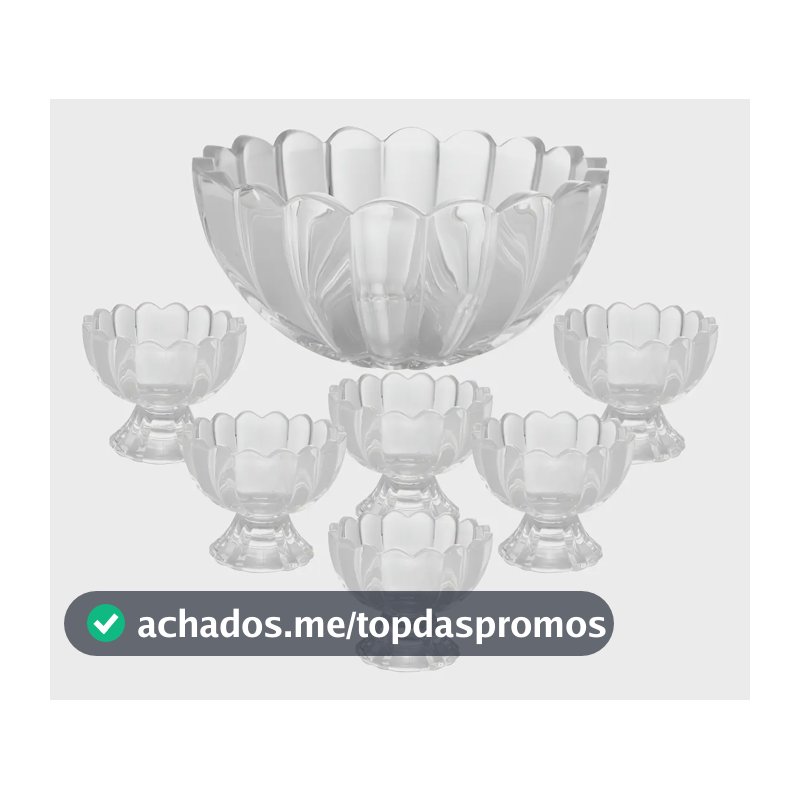7 Peças Bowl Com 6 Taças Wolff De Vidro Para Sobremesa