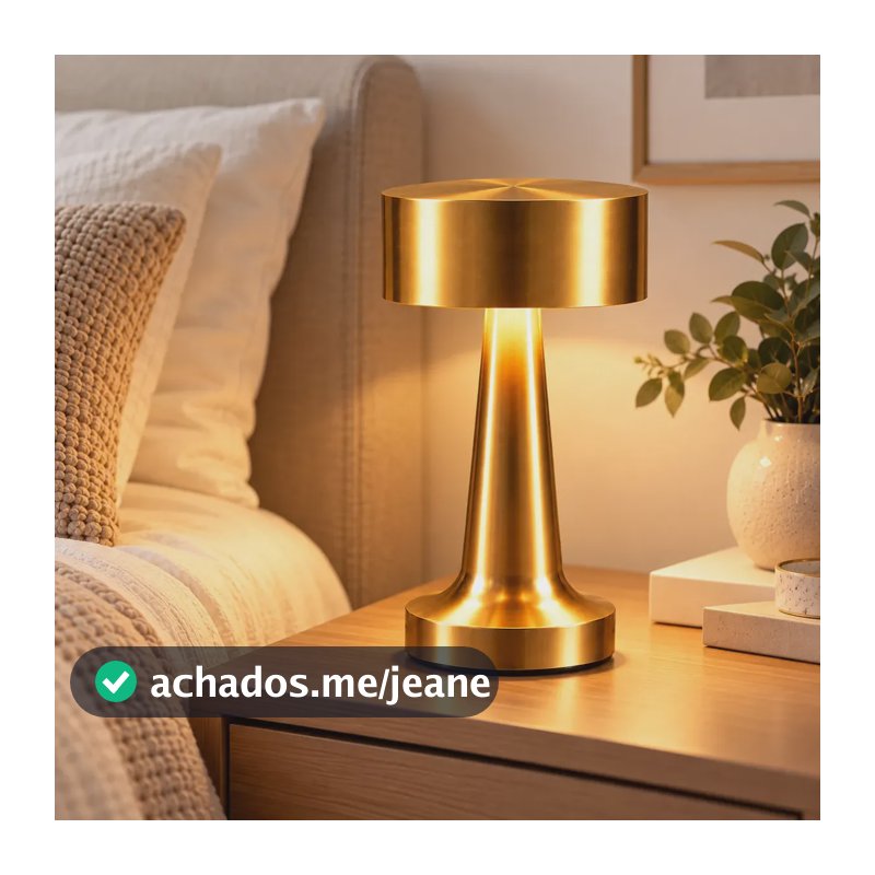 Luminária De Mesa Led Touch Abajur 3 Cores Recarregável Dourado 127/220v
