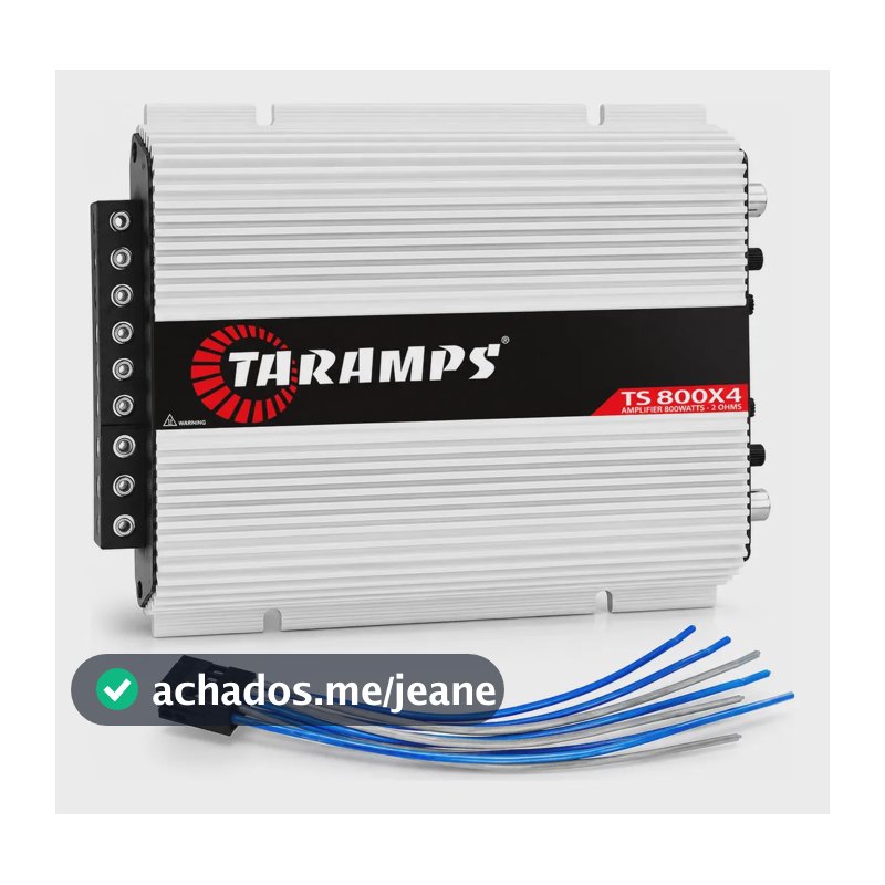 Modulo Amplificador Ts800x4 4 Canais 2 Ohms + Chicote Prata/preto