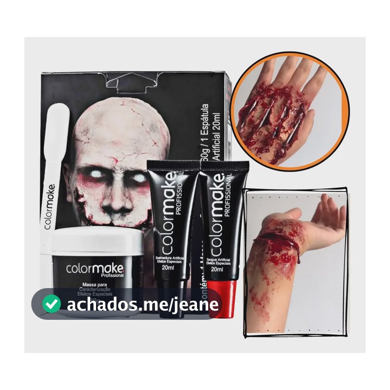 Kit De Maquiagem Assustadora Halloween Ferida Sangue Falso