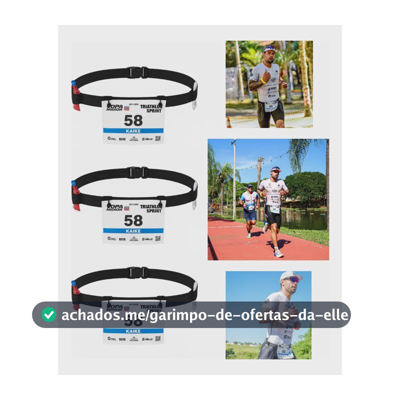 Kit 3 Cintos Porta Numero P Corrida Triathlon Ciclismo Gel Preto