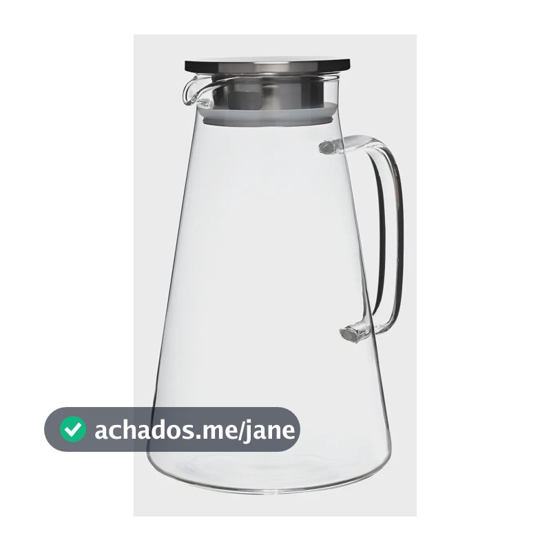 Jarra de Vidro Borossilicato 1.8L com Tampa de Inox Para Água e Sucos