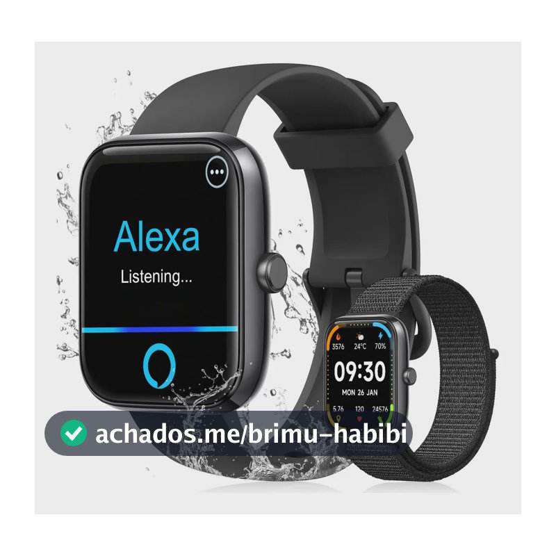Relógio Inteligente Smartwatch Alexa Chamadas NOVANTE Masculino Feminino Esportivo IP68 Bluetooth Notificações Instantâneas Tela Hd 1.83 300mAh 10Dias Monitor Cardíaco Spo2 Sono Ecg Pagamento Offline