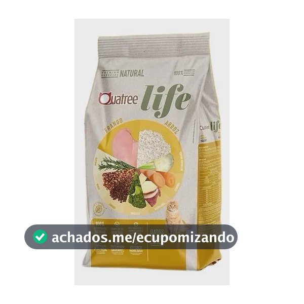 Ração Quatree Life gatos ad castrados 10,1kg sem transgênicos