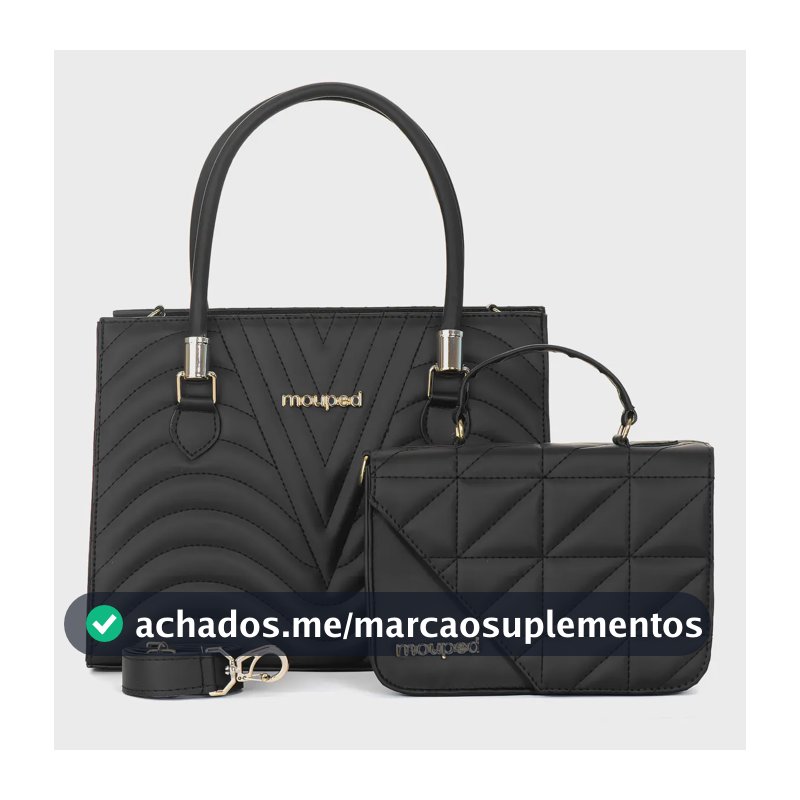 Kit Bolsa Feminina Mouped Carmem Preta de Ombro e Transversal com Mia
