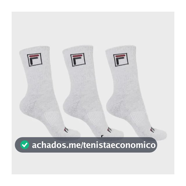 Kit Tripack Meia Fila Cano Alto Fbox Masculina Branca Meias Brancas Logo 39-43