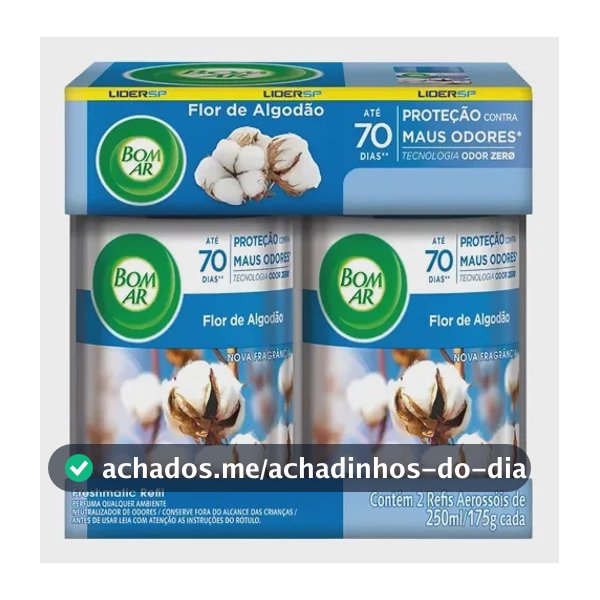 Bom Ar Automático Aerossol Refil Flor De Algodão Com 2 Un