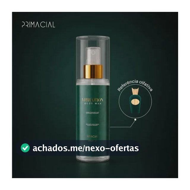 Body Splash Masculino Vibration 200ml - Primacial Perfume Bergamota Fresco