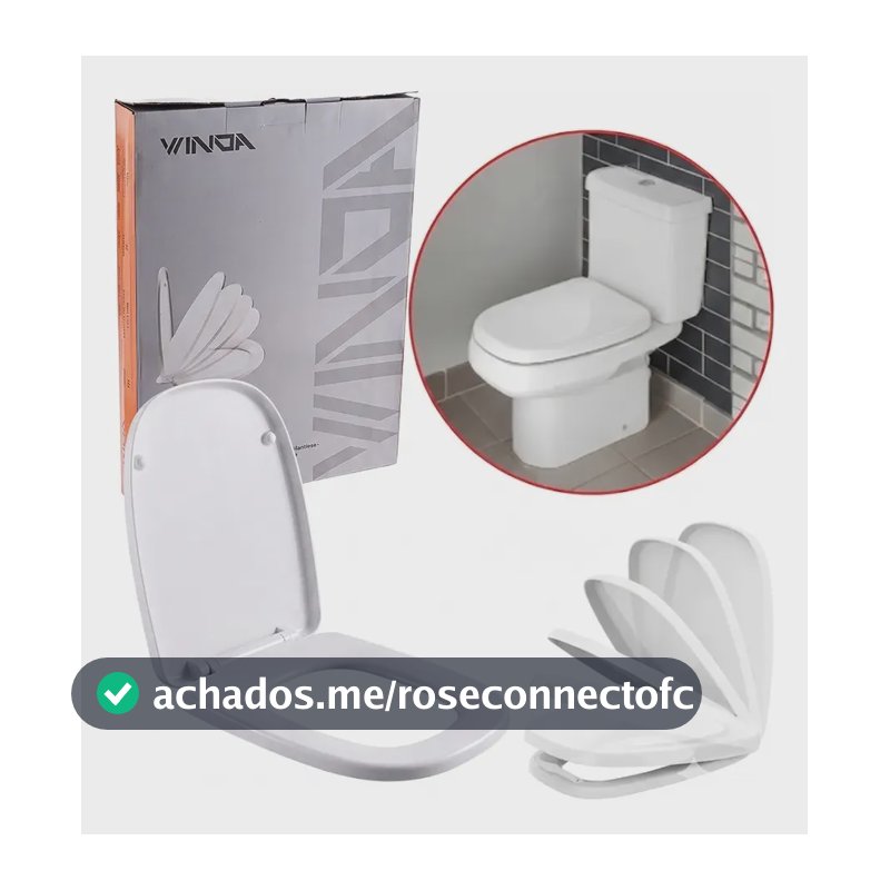 Assento Sanitário Winda Retangular Com Tampa Soft Close Branco