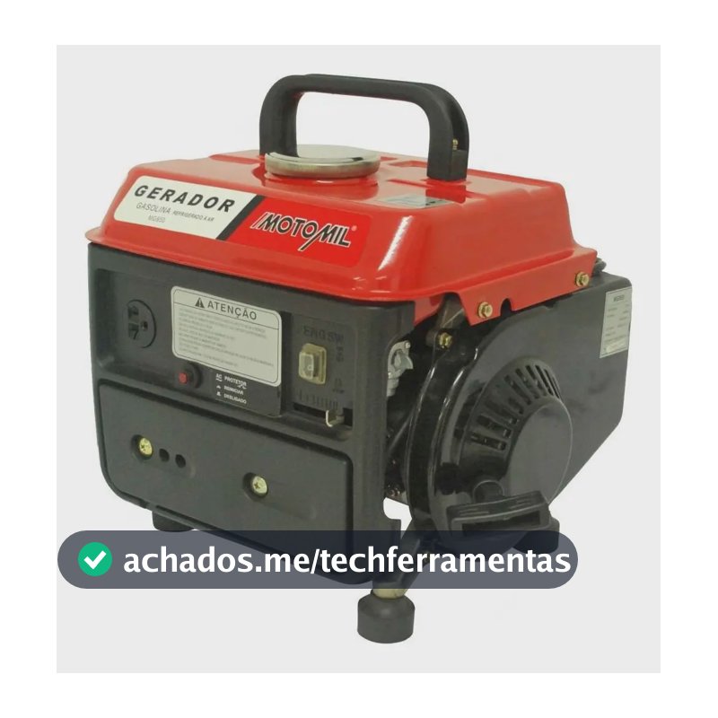 Gerador Gasolina 800w 220v Motomil Mg-950 63cc 4.5L Autonomia 6.5h