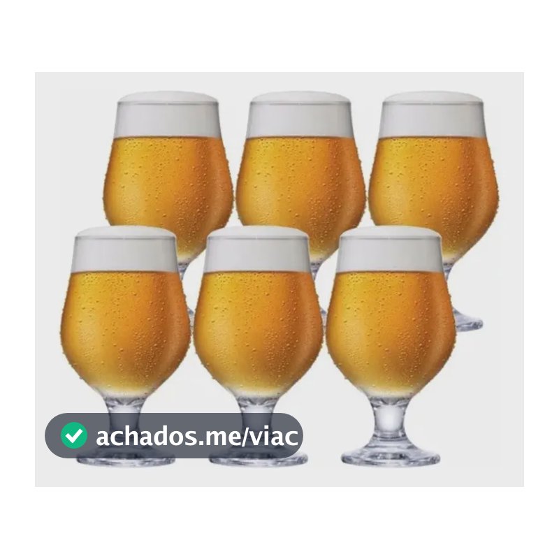 Jogo 6 Taças Cerveja Vidro Cristalino 400ml M&K Home - Bares e Restaurantes