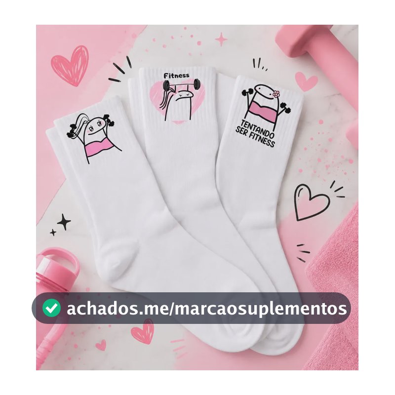 Kit  3 Pares Divertidas Flork Malhando Academia Treino Fit Branco Flork Feminina Unico