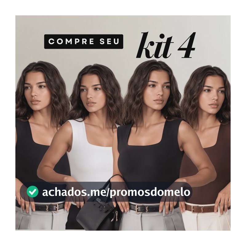 Kit 4 Blusas Regata Feminina Decote Quadrado Alça Grossa 2 Pretos, Marrom E Branco Gg/exg (46/52)