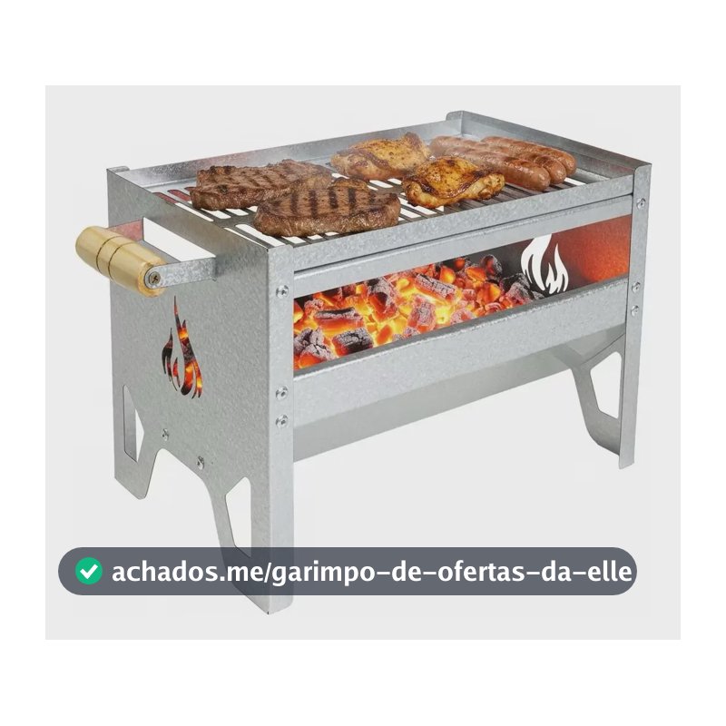 Churrasqueira Portátil Camping Praia Compacta Galvanizada Prateado