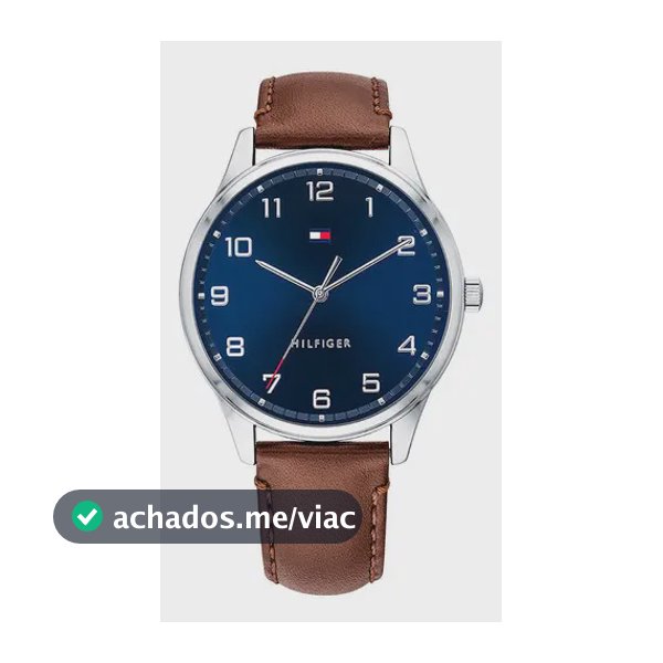 Relógio Tommy Hilfiger 1791659 Cor de malha original: cor de moldura marrom, cor de fundo prateada, cor de fundo azul