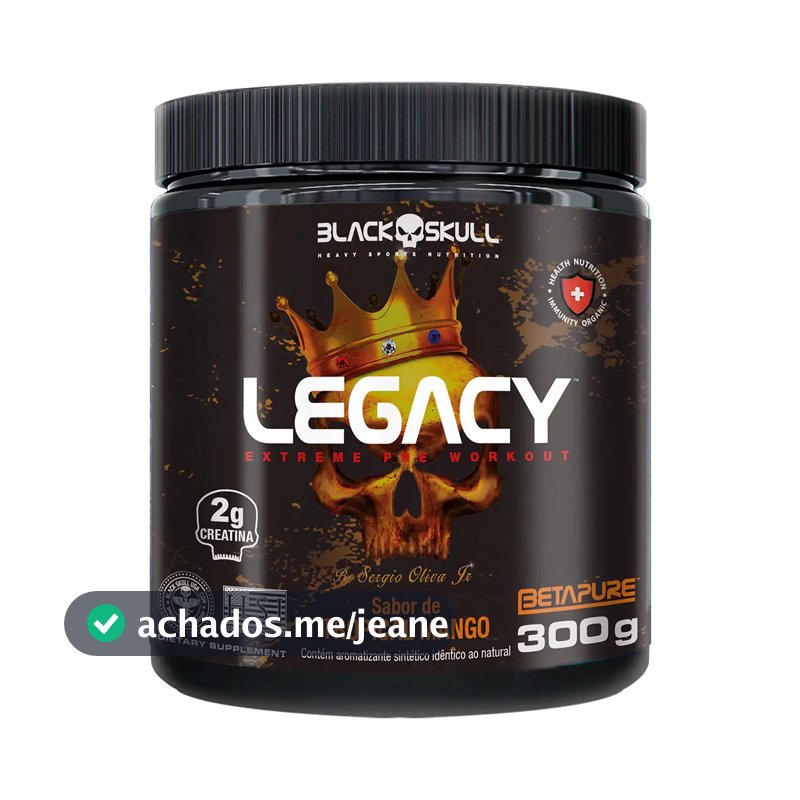 Pré-treino Legacy - 300g Black Skull Tropical Mango