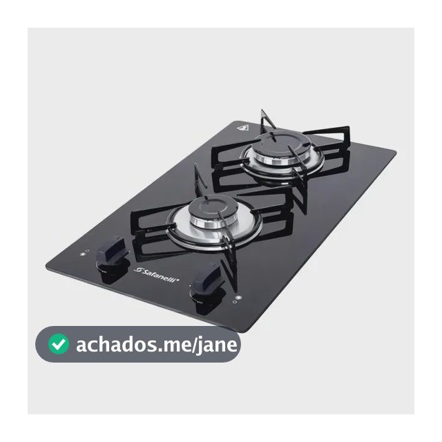 Cooktop Safanelli de Vidro Preto com 2 Bocas para Gás GLP