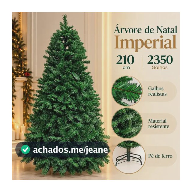 Arvore De Natal Imperial 210cm Com 2350 Galhos Pé De Ferro Verde