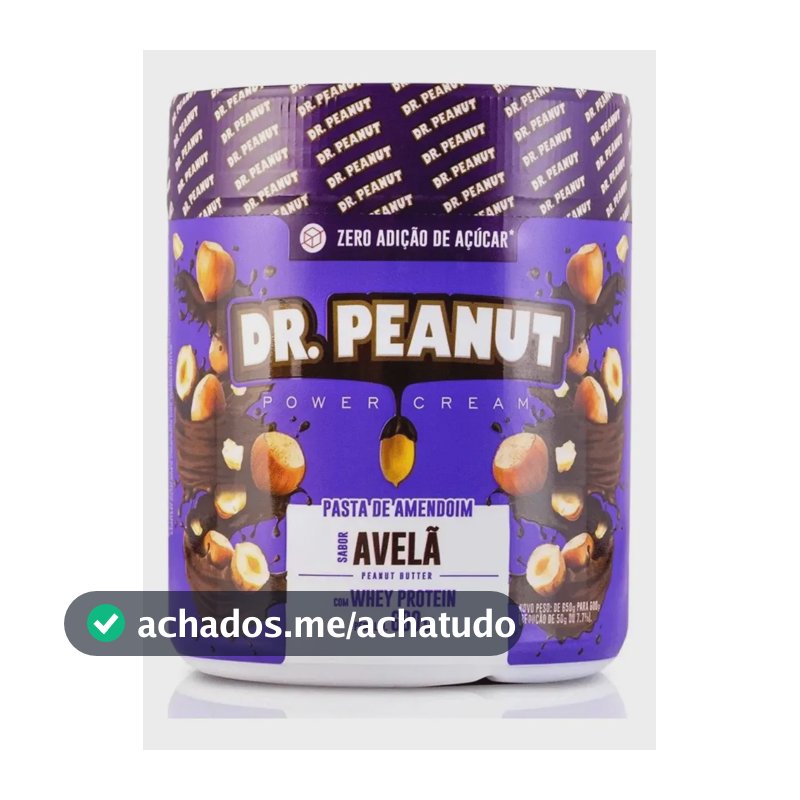 Amendoim, Proteínas, Gordura Dr. Peanut Creme de Amendoim Pasta 100% Original Dr. sabor Avelã x 600g