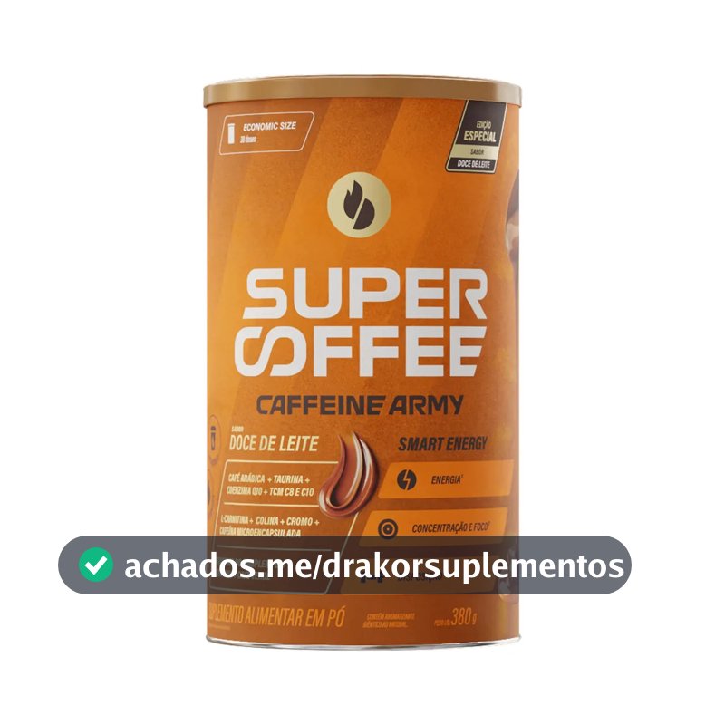 Cafeína Caffeine Army Supercoffee Classic Size em pó sabor Doce de leite x 380g