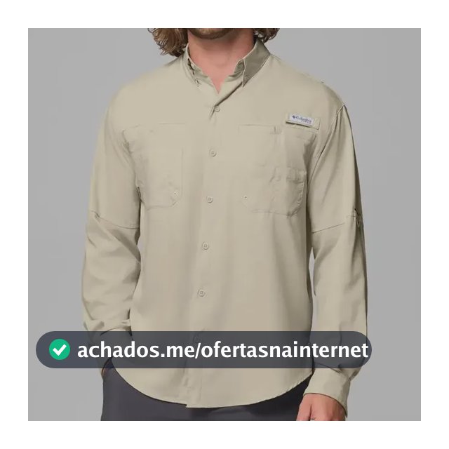 Camisa Masculina Columbia Tamiami Ii Manga Longa Bege Gg