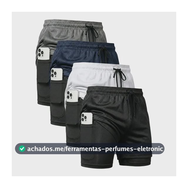 Kit 4 Shorts 2 Em 1 Duplo Dryfit Masculino Compressão Térmic