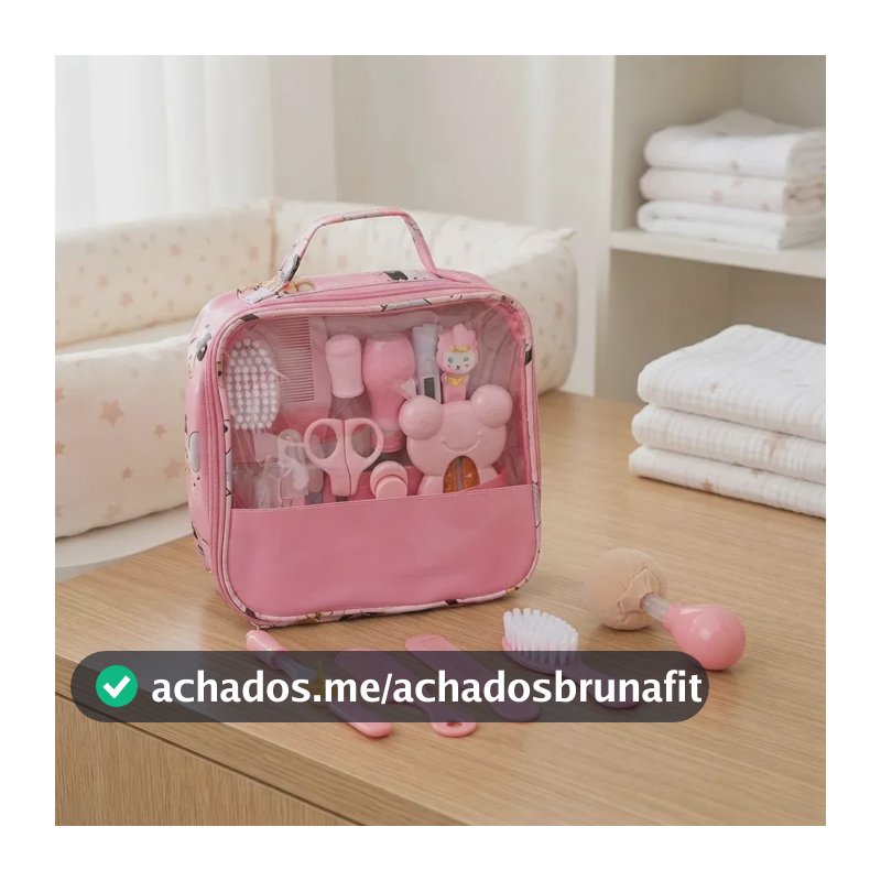 Kit Higiene Bebê Completo Rosa Bolsa Maternidade Termômetro Digital Escova Pente Cortador Unha Aspirador Nasal Cuidados Recém Nascido Enxoval Acessórios Higiene Infantil